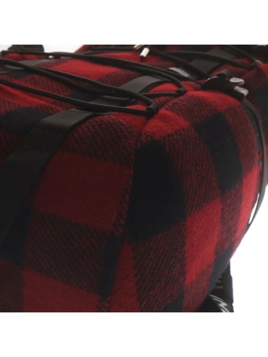 Celine Logo Embroidery Plaid Wool Backpack Red Black main image 8